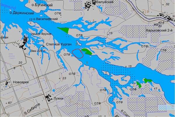 Карта веселовского водохранилища с названиями балок и островов