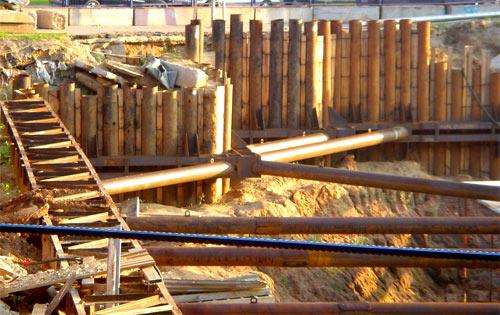 Обвязка шпунта Ларсена швеллером